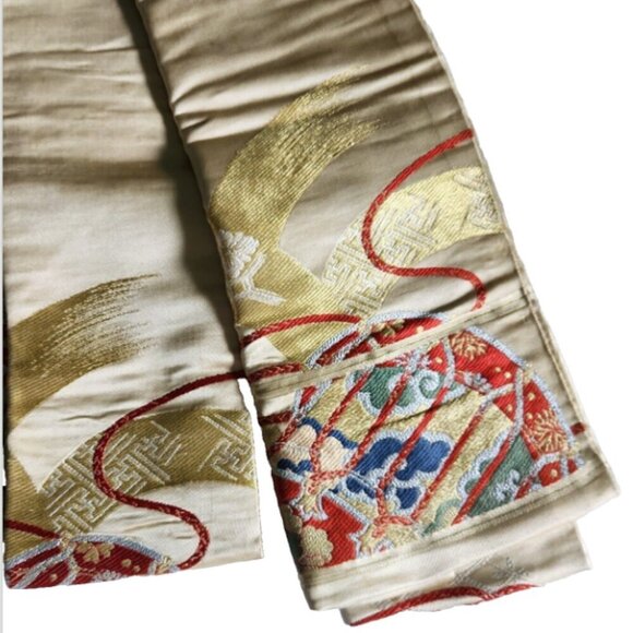 Japanese Obi for Kimono Lot of 2 Machine Embroidered Heavy Fabric Formal… - Picture 4 of 11
